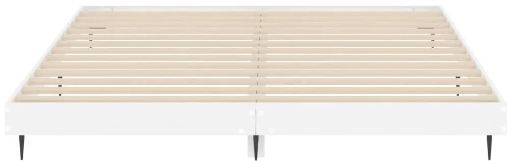 vidaXL Πλαίσιο Κρεβατιού Γυαλιστερό Λευκό 150x200 εκ Επεξεργ. Ξύλο