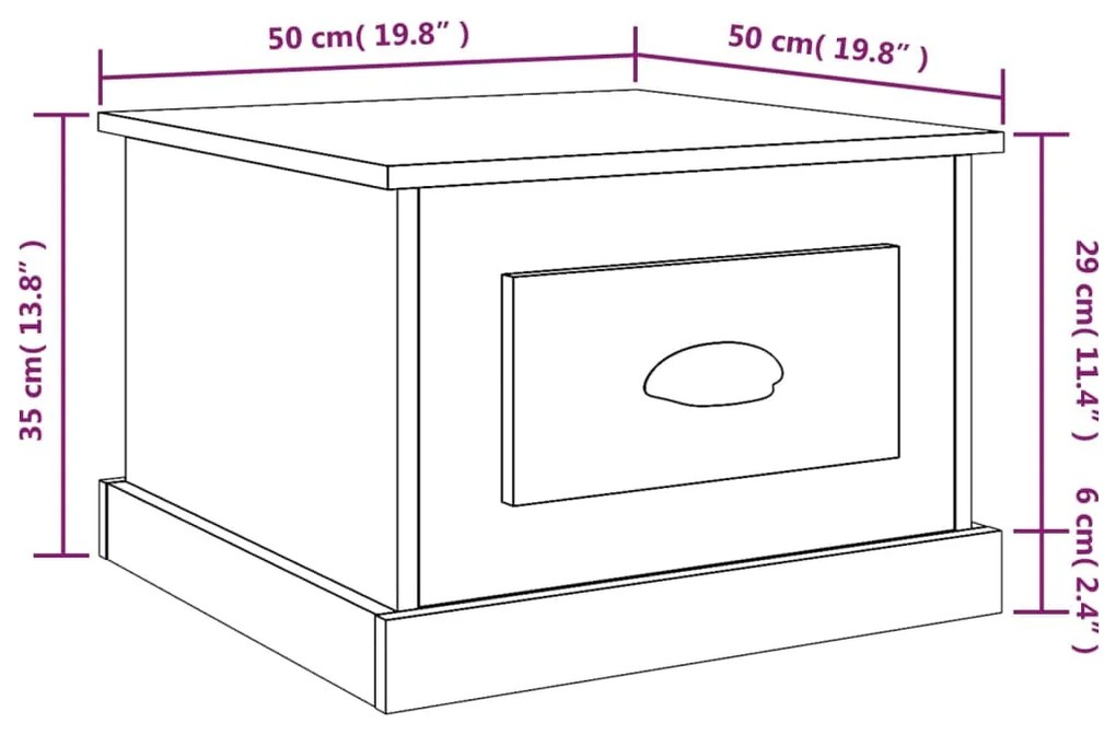 Τραπεζάκι Σαλονιού Καφέ Δρυς 50x50x35 εκ. Επεξεργασμ. Ξύλο - Καφέ