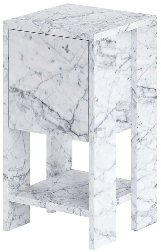 Κομοδίνο Ema 776HMS3439 30x30x55cm Marble Effect White