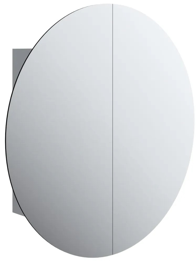 vidaXL Ντουλάπι Μπάνιου με Στρογγυλό Καθρέφτη/LED Γκρι 54x54x17,5 εκ.