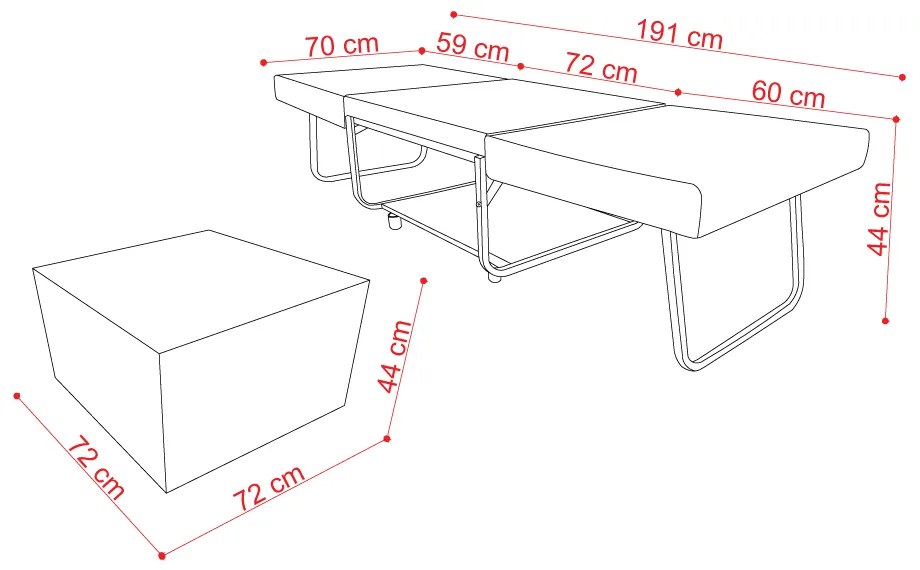 FOLD ΠΟΥΦ ΚΡΕΒΑΤΙ ΑΝΑΔΙΠΛΟΜΕΝΟ ΓΚΡΙ 07-651 70x72xH43cm - 16-0580 - 16-0580