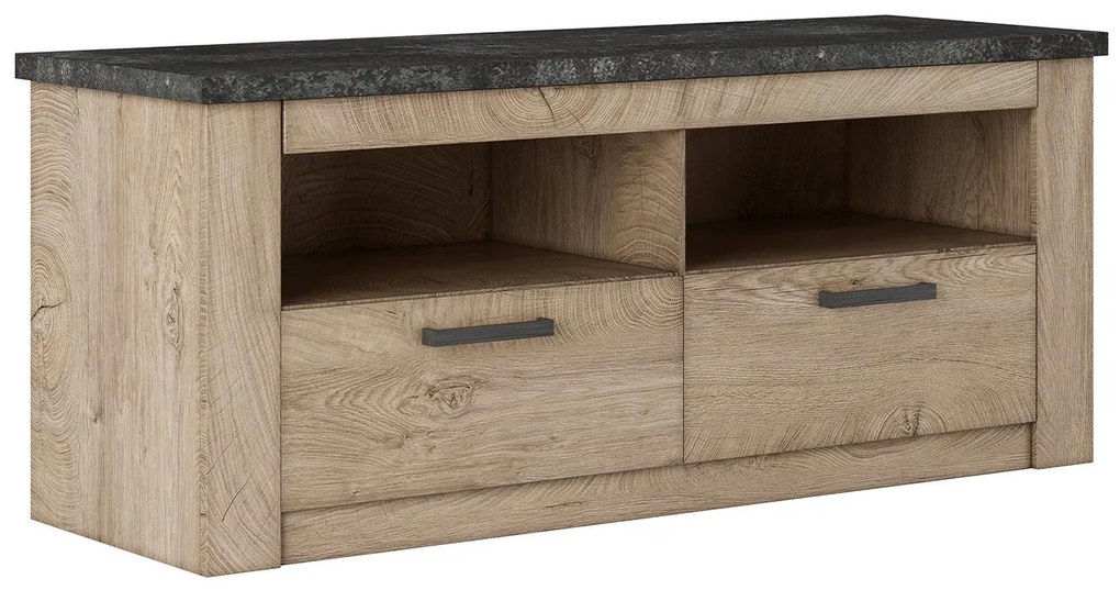 Ξύλινο Έπιπλο Τηλεόρασης VINCENT Oak Endgray Untreatad / Dark Concrete Μ139.5xΠ47.5xΥ57.5