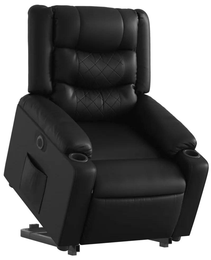 vidaXL Πολυθρόνα Ηλεκτρική Ανακλινόμενη με Ανύψωση Μαύρη Συνθ. Δέρμα