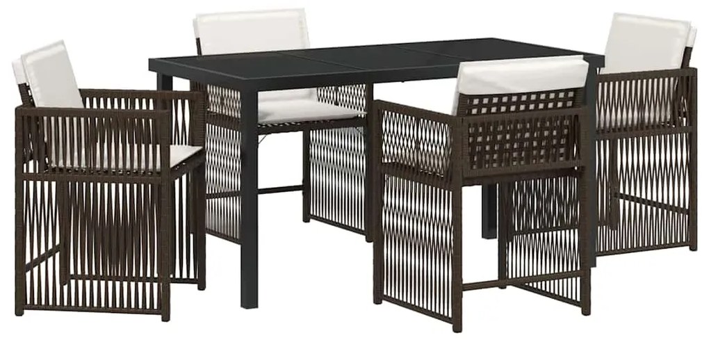 vidaXL Σέτ φαγητού για κήπο 5 pcs Καφέ συνθετικό ρατάν