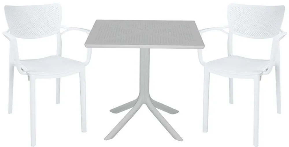 Τραπεζαρία Groovy-Frontline (Σετ 3Τμχ) 253-000108 80x80x74,5cm White 2 Θέσεων