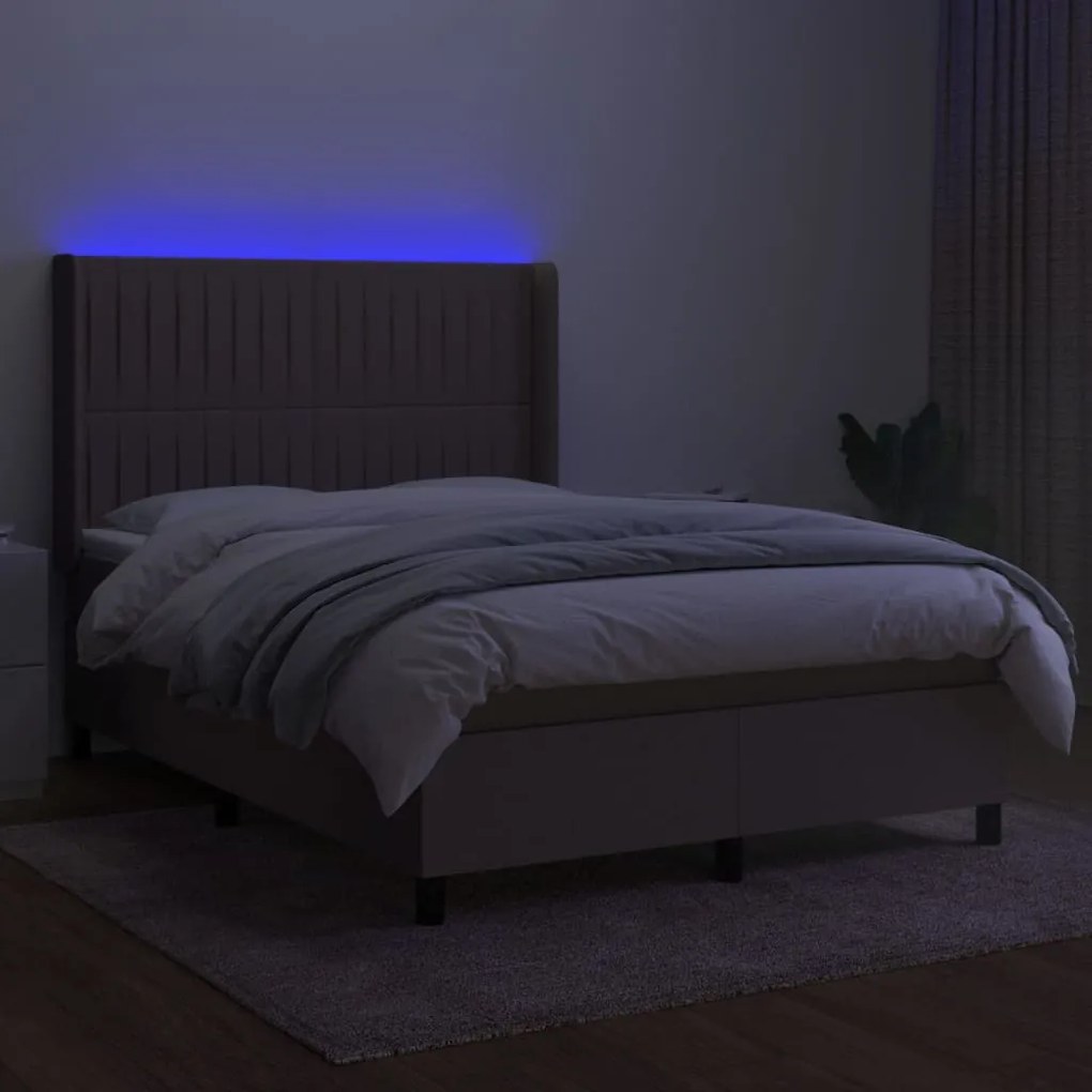 ΚΡΕΒΑΤΙ BOXSPRING ΜΕ ΣΤΡΩΜΑ &amp; LED TAUPE 140X200 ΕΚ. ΥΦΑΣΜΑΤΙΝΟ 3138481