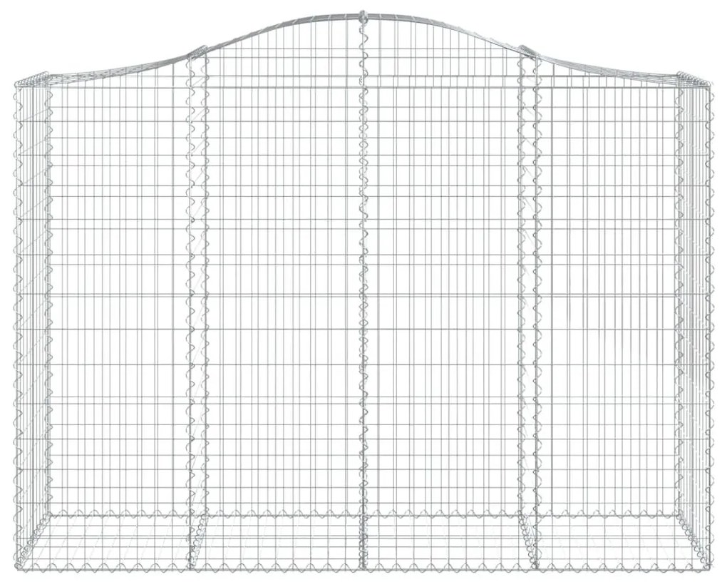 Συρματοκιβώτια Τοξωτά 7 τεμ. 200x50x140/160 εκ. Γαλβαν. Ατσάλι - Ασήμι