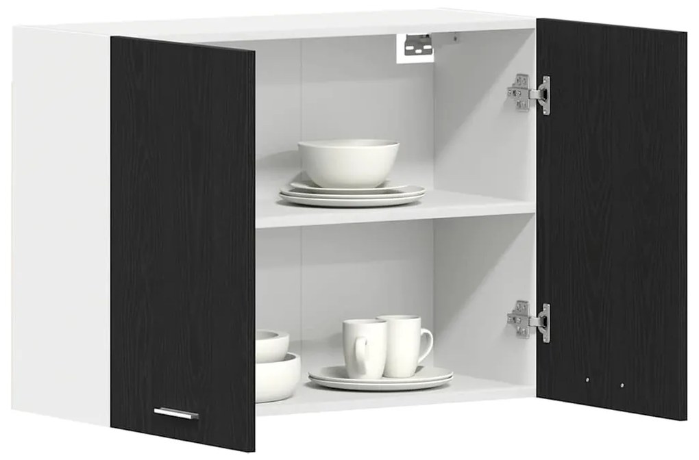 vidaXL Κρεμαστό ντουλάπι με ράφι Lyon Μαύρη Οξυά 80 x 31 x 60 εκ