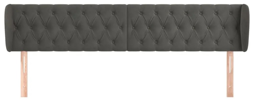 Κεφαλάρι με Πτερύγια Σκούρο Γκρι 203x23x78/88 εκ. Βελούδινο - Γκρι