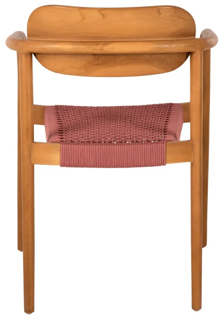 Πολυθρόνα OSLO Ξύλο Teak Φυσικό και Σχοινί Ρόζ 55x54x80Yεκ. 55x54x80 εκ.