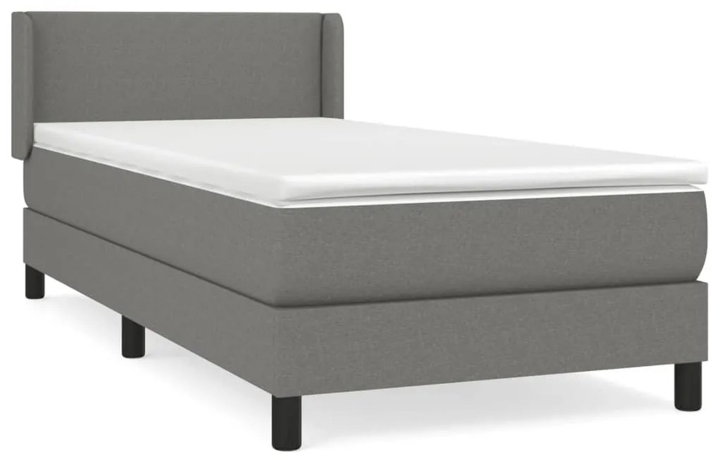 vidaXL Κρεβάτι Boxspring με Στρώμα Σκούρο Γκρι 90x190 εκ. Υφασμάτινο