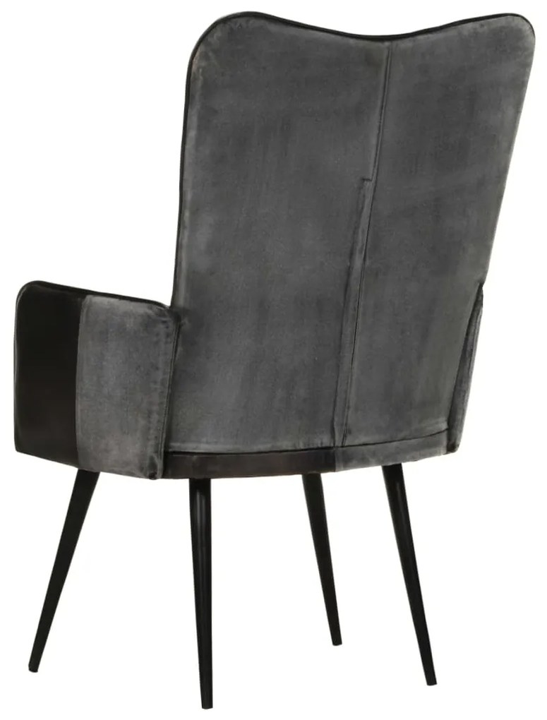 vidaXL Πολυθρόνα Μαύρη και Γκρι από Γνήσιο Δέρμα