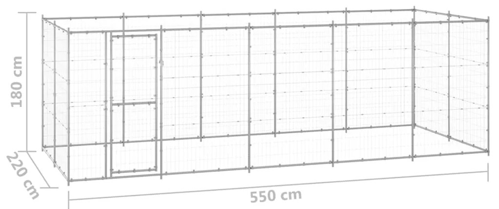 vidaXL Κλουβί Σκύλου Εξωτερικού Χώρου 12,1 μ² από Γαλβανισμένο Χάλυβα