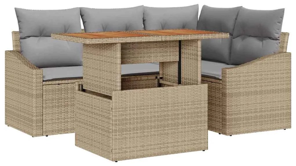 vidaXL Σέτ φαγητού για κήπο με μαξιλάρι Μπεζ και Γκρι 100 x 55 x 73 εκ