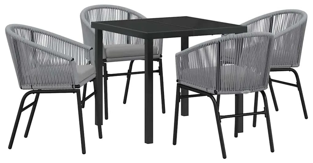 vidaXL Σέτ φαγητού για κήπο 5 pcs Γκρι Πολυ ράταν