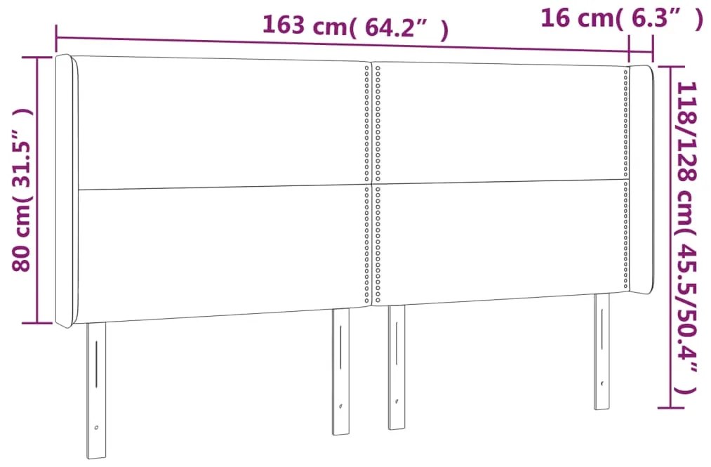 vidaXL Κεφαλάρι Κρεβατιού LED Μαύρο 163x16x118/128 εκ. Βελούδινο