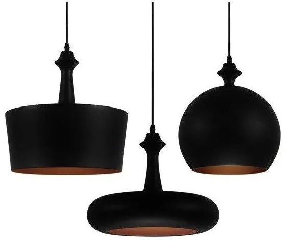 Σετ 3 Κρεμαστά Φωτιστικά Οροφής Μαύρα GloboStar ROCKFORD 01287 01287 Μαύρο