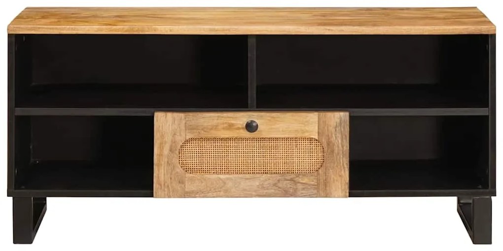 vidaXL Ντουλάπι TV με συρτάρι Καφέ 100 x 33 x 46 εκ Στερεό ξύλο μάνγκο