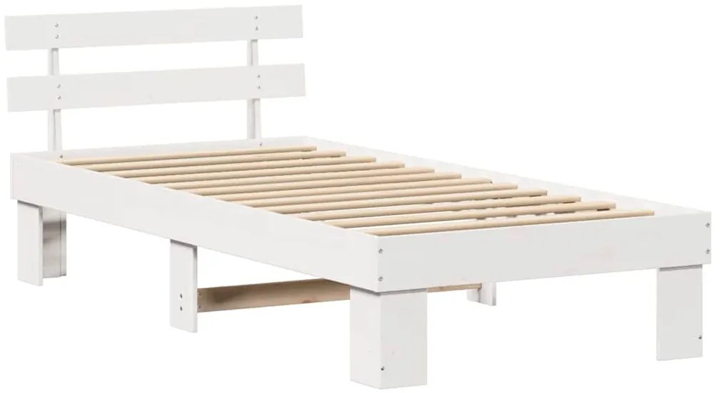 vidaXL Σκελετός Κρεβατιού Λευκό 75 x 190 cm Στερεά ξυλεία πεύκου