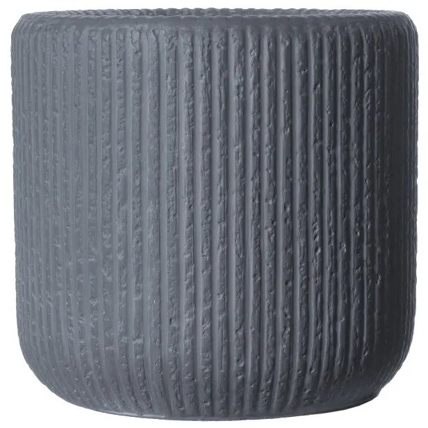 Supergreens Γλάστρα Πήλινη Στρογγυλή "Stripe" Γκρι Σκούρο L 42x42x40 εκ.