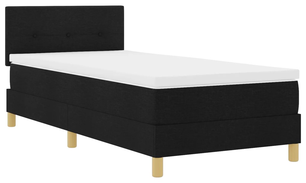 vidaXL Κρεβάτι με Σκελετό με Μαξιλάρι Μαύρο 90x200 cm Ύφασμα