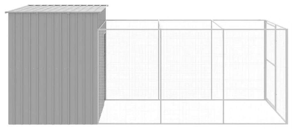 Σπιτάκι Σκύλου με Αυλή Αν. Γκρι 214x457x181 εκ. Γαλβαν. Χάλυβας - Γκρι