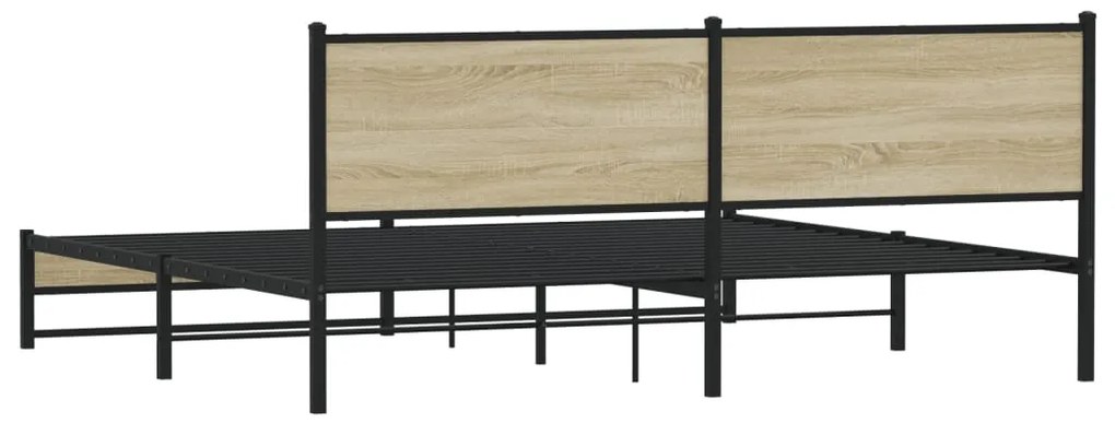 vidaXL Σκελετός Κρεβ. Χωρίς Στρώμα Sonoma Δρυς 193x203 εκ. Μεταλλικό