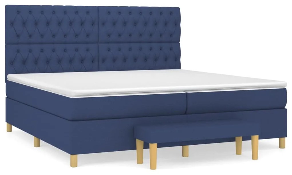 vidaXL Κρεβάτι Boxspring με Στρώμα Μπλε 200x200 εκ. Υφασμάτινο