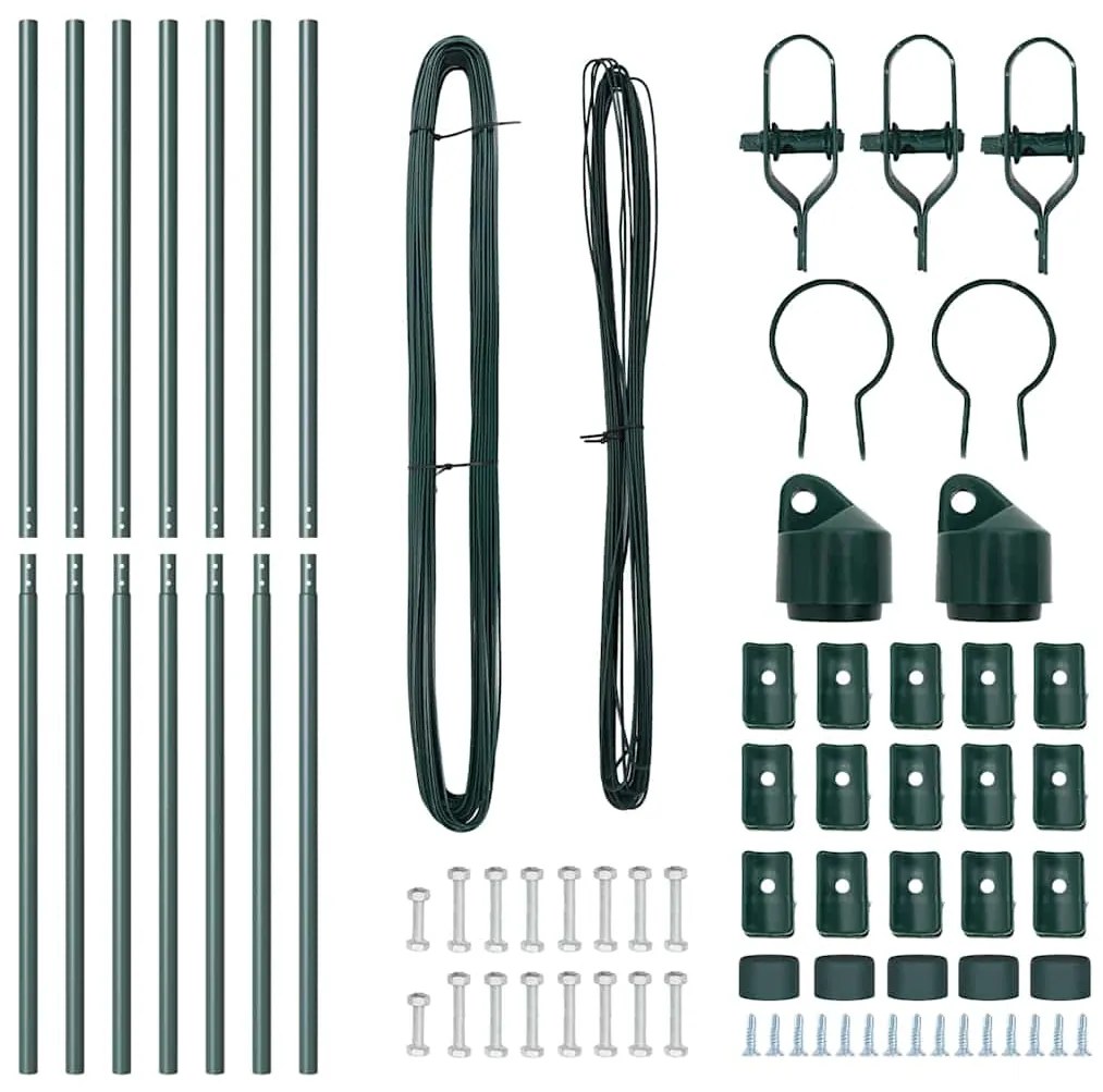 vidaXL Πό posts φράχτη Ρυθμιζόμενο Ύψος 7 pcs Πράσινο Ø32mm 200 εκ