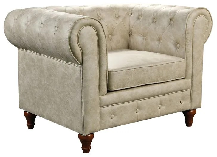 WOODWELL Ε942,11CHESTERFIELD York Πολυθρόνα Σαλονιού - Καθιστικού, Ύφασμα Απόχρωση Μπεζ 110x82x77cm Ε942,11