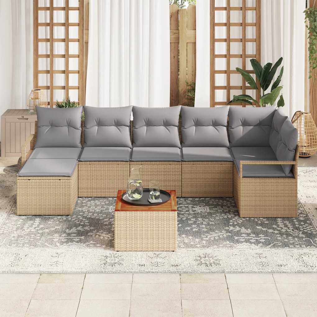 vidaXL Σετ Καναπέ Κήπου 8 pcs Beige, ανοιχτό γκρι Μεγάλο