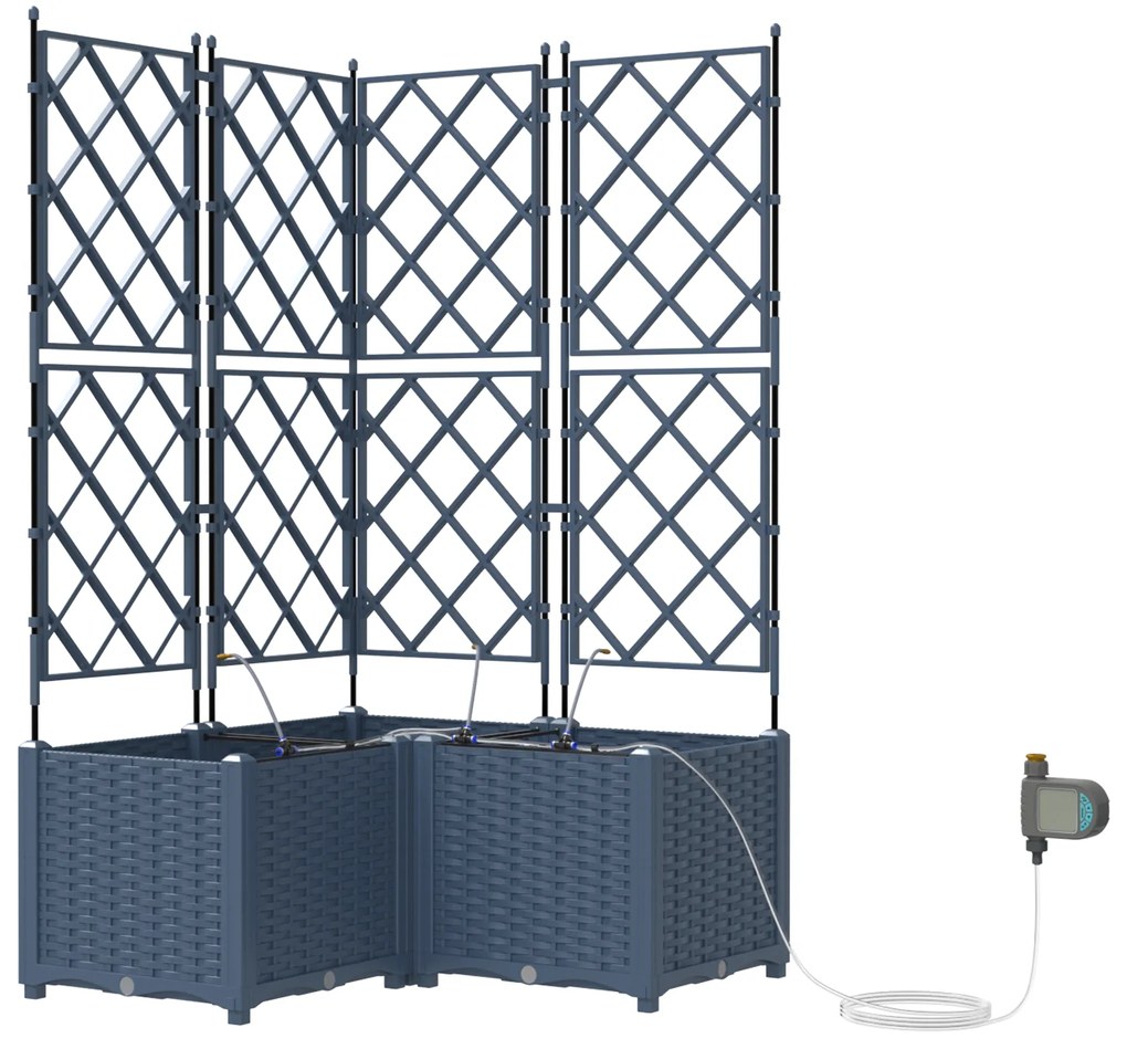 vidaXL Γλάστρες Κήπου 1 τεμ Καφασωτό Γκρι 80 x 80 x 142 cm Πλαστικό