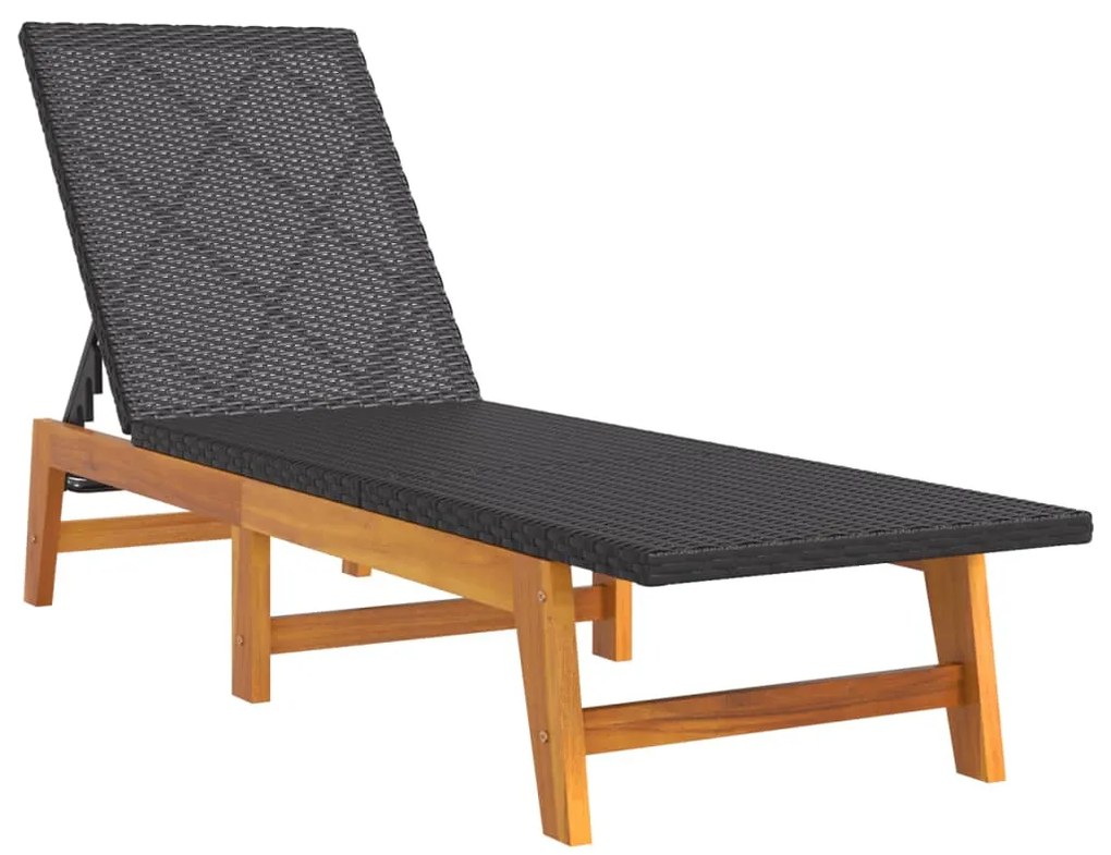 vidaXL Ξαπλώστρα από Συνθετικό Ρατάν & Μασίφ Ξύλο Ακακίας με Τραπέζι