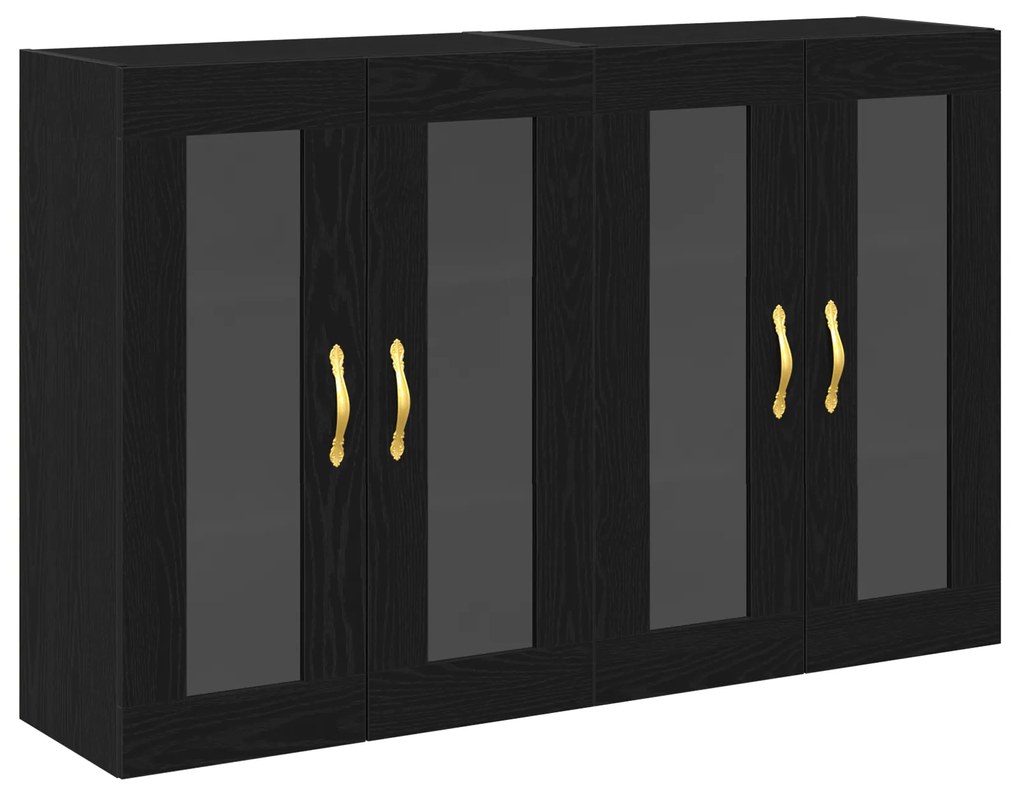 vidaXL Τοίχου ντουλάπες 2 τεμάχια Μαύρη Δρυς 69,5x34x90 εκ. Κατασκευασμένο ξύλο