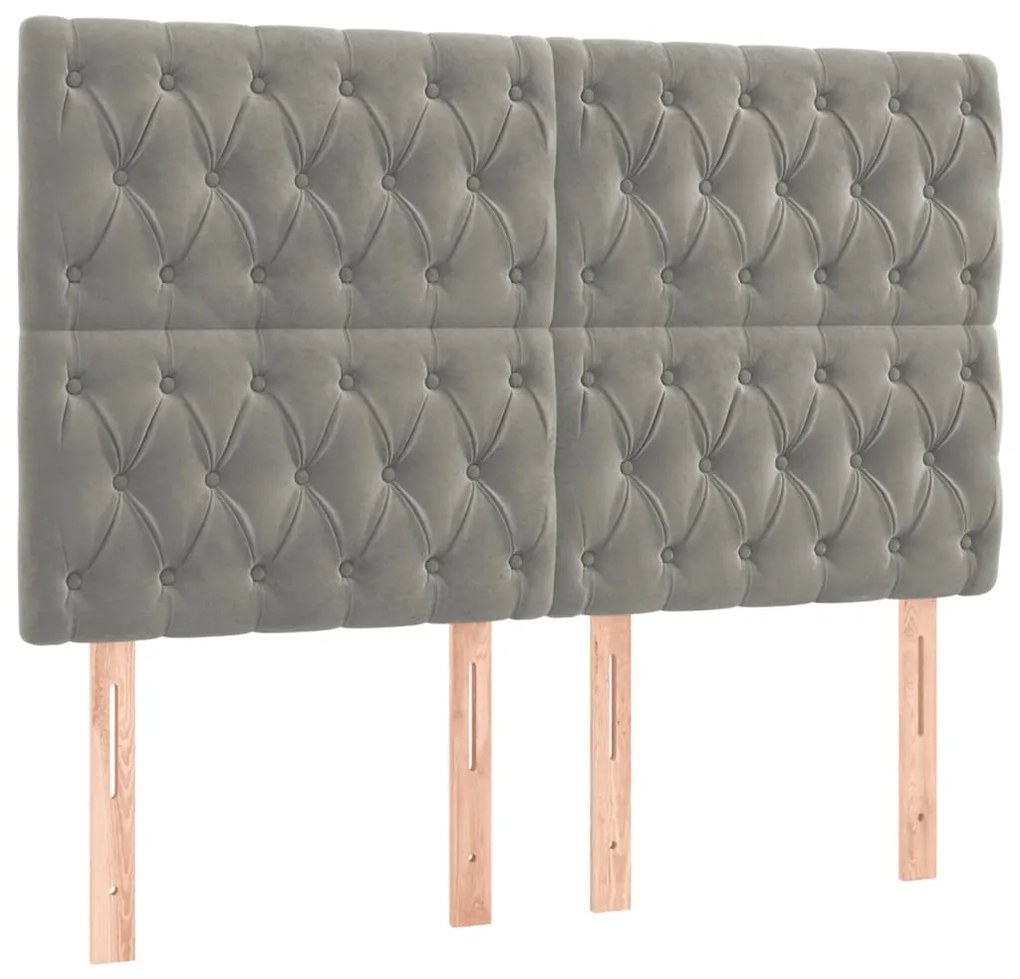 vidaXL Κρεβάτι Boxspring με Στρώμα &amp; LED Αν.Γκρι 180x200 εκ. Βελούδινο