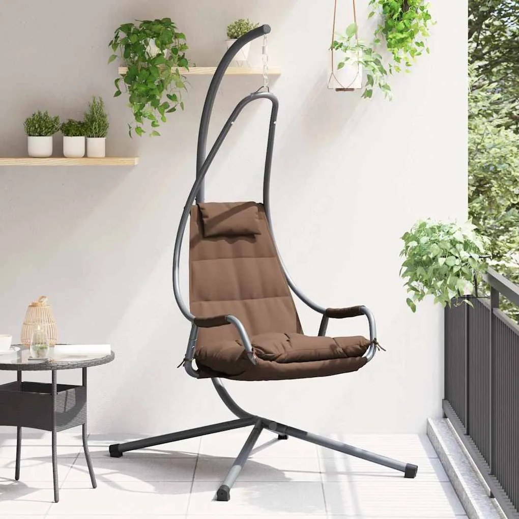vidaXL Κρεμαστή καρέκλα αυγό Καφέ 94 x 107 x 196.5 εκ. Ατσάλι