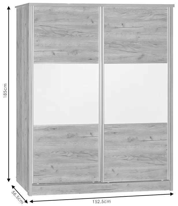 Ντουλάπα ρούχων Chase pakoworld δίφυλλη με συρόμενες πόρτες χρώμα λευκό 152.5x56.5x185εκ - MDF - 249-000019