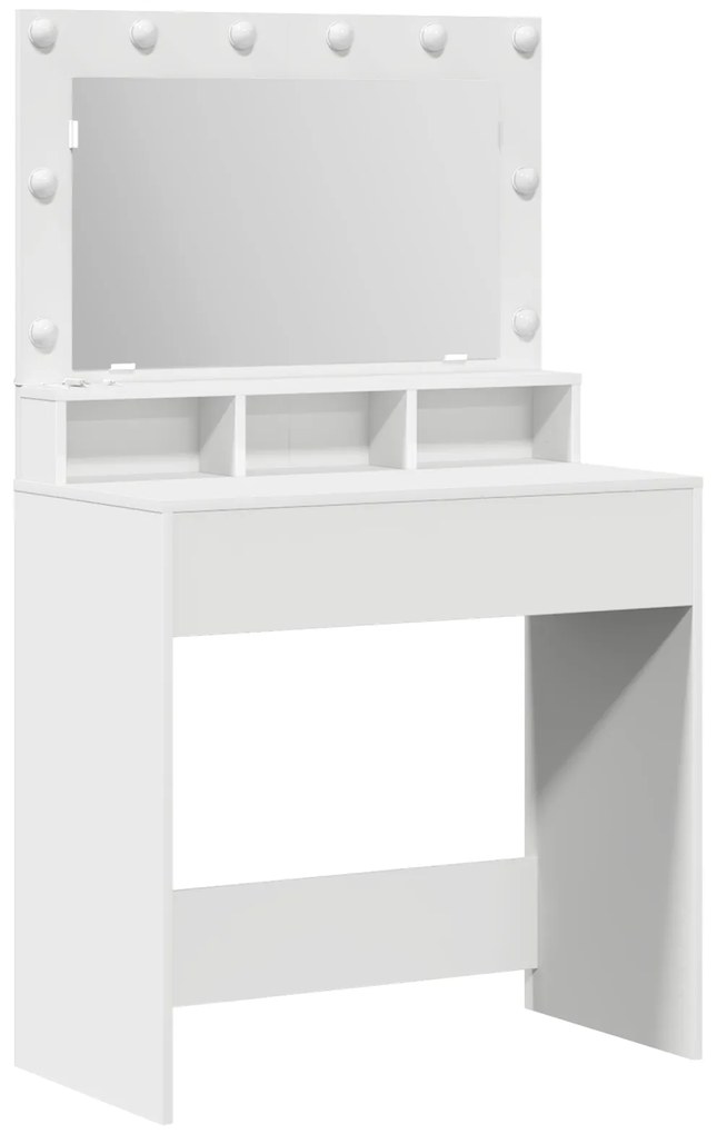 vidaXL Τουαλέτα με LED Φώτα, Λευκή, 79x41x135 εκ.