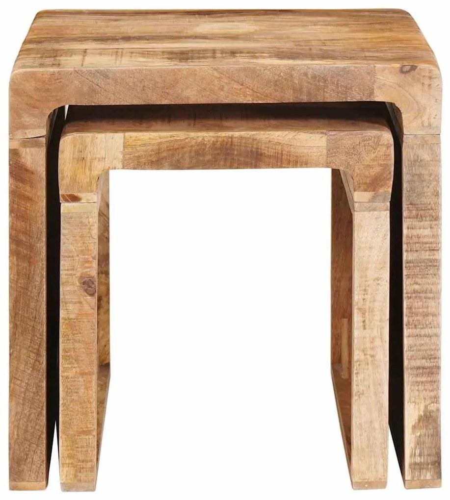 vidaXL Ένθετα τραπέζια 2 pcs Καφέ 46 x 40 x 46 εκ. Στερεό ξύλο μάνγκο