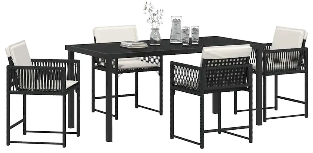 vidaXL Σέτ φαγητού για κήπο 5 pcs Μαύρο συνθετικό ρατάν
