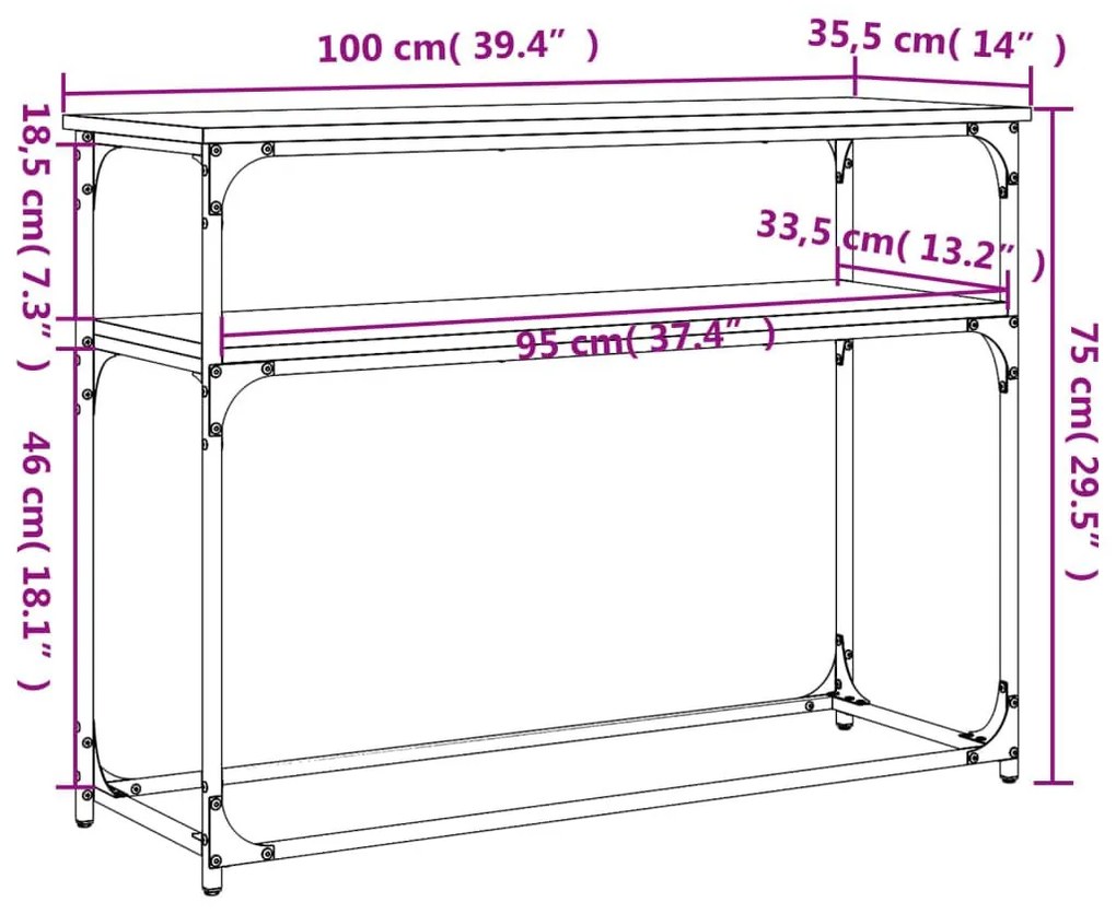 Τραπέζι Κονσόλα Μαύρο 100 x 35,5 x 75 εκ. από Επεξεργ. Ξύλο - Μαύρο