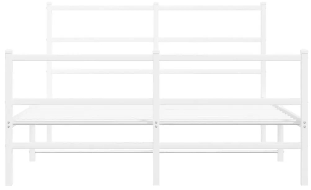Πλαίσιο Κρεβατιού με Κεφαλάρι/Ποδαρικό Λευκό 135x190εκ. Μέταλλο - Λευκό