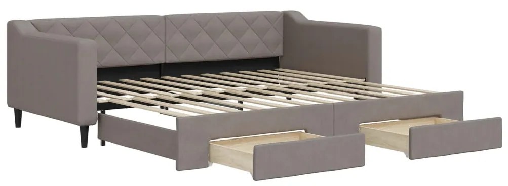 vidaXL Καναπές Κρεβάτι Συρόμενος Taupe 90x200 εκ. Ύφασμα &amp; Συρτάρια