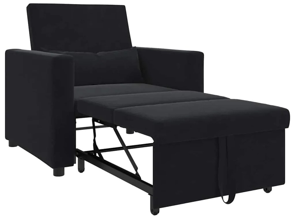 vidaXL Μονός καναπές-κρεβάτι Μαύρο 90 x 165 x 87 εκ. Βελούδο