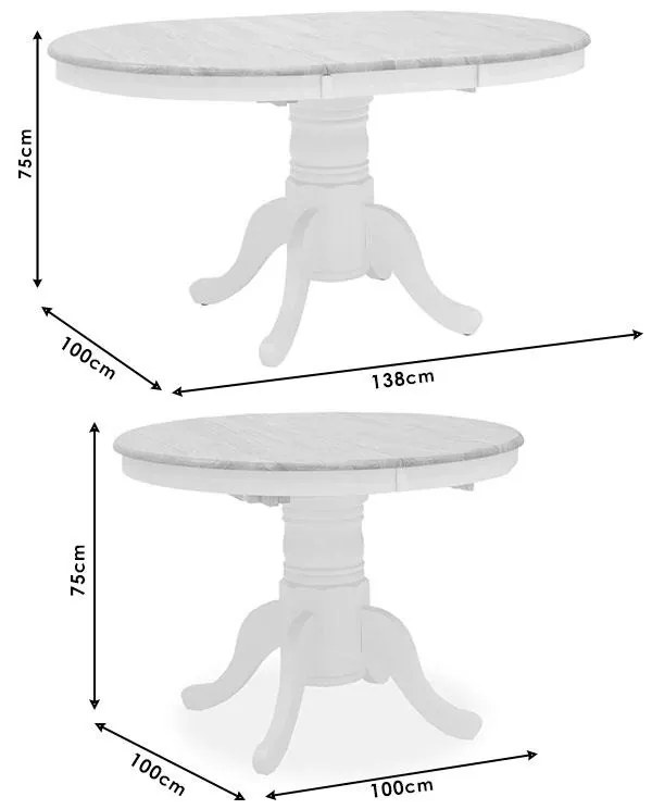 Tραπεζαρία Lars σετ 5τμχ επεκτεινόμενη ξύλο-MDF λευκό-φυσικό Φ100(+38)x100x75εκ 138x100x75 εκ.