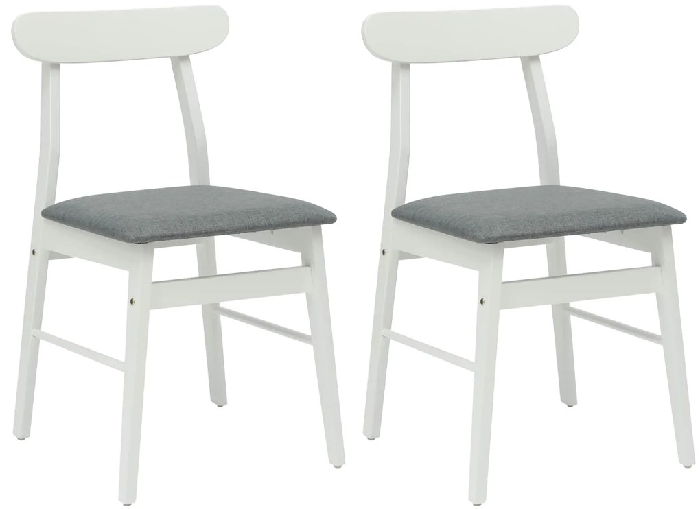 vidaXL Καρέκλα τραπεζαρίας 2 pcs Λευκό και Γκρι Στερεό Ξύλο Ραβέντι