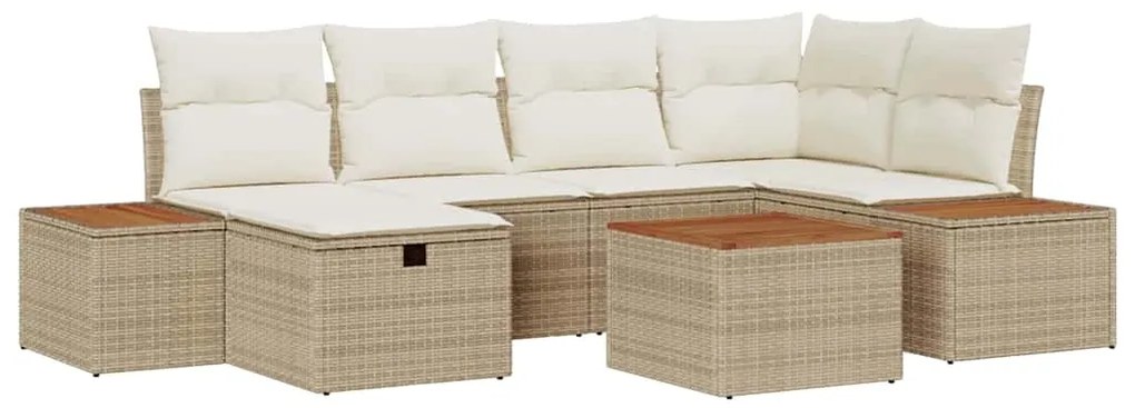 vidaXL Σετ Καναπέ Κήπου 7 pcs Μπεζ 55 x 62 x 69 εκ Πολυ ράταν