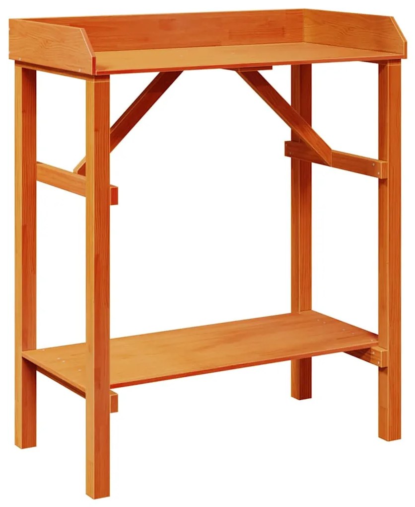 vidaXL Στήριξη φυτών με ράφι Καφέ 75 x 40 x 90 εκ. Μασίφ ξύλο πεύκου