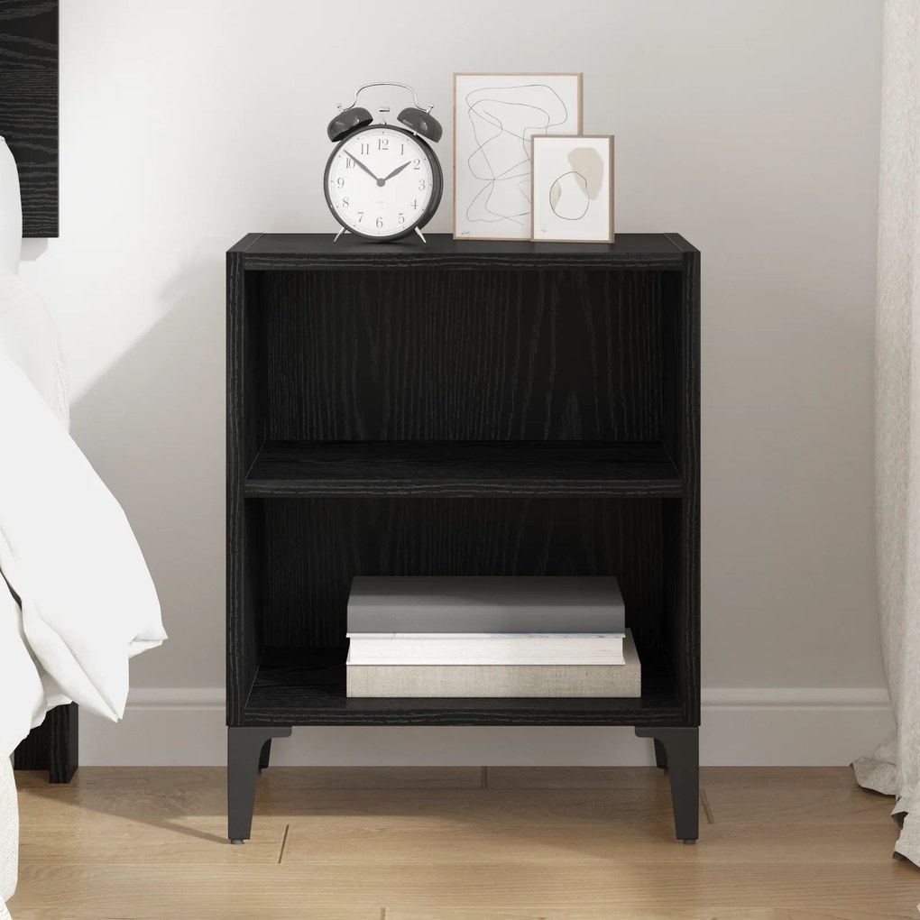 vidaXL κομοδίνο Μαύρος Δρυς 40x30x50 εκ. Μηχανικά επεξεργασμένο ξύλο