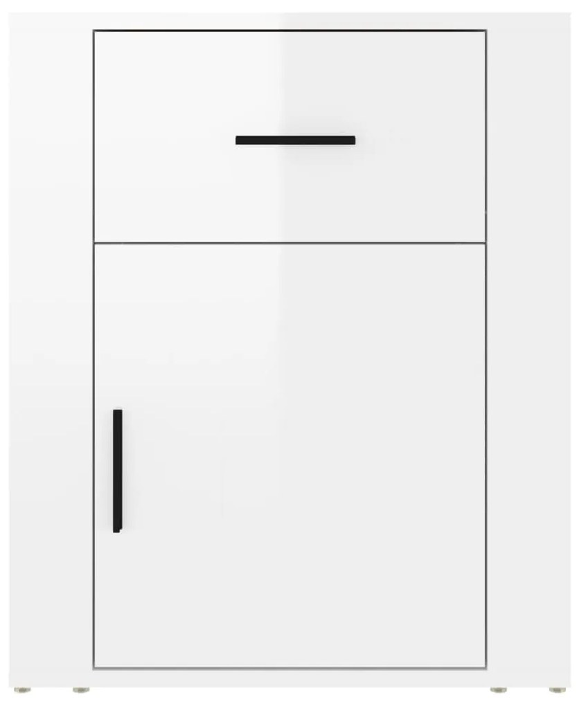 vidaXL Κομοδίνο Γυαλ. Λευκό 50x36x60 εκ. από Επεξεργασμένο Ξύλο